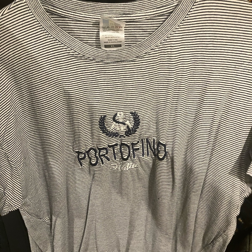 Vintage euro style portofino italy embroidered striped design crew neck shirt XL - Picture 5 of 8